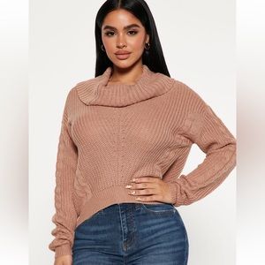 NWT Fashion Nova Women's Cowl Neck Sweater - keep on guessin cowl neck cropped